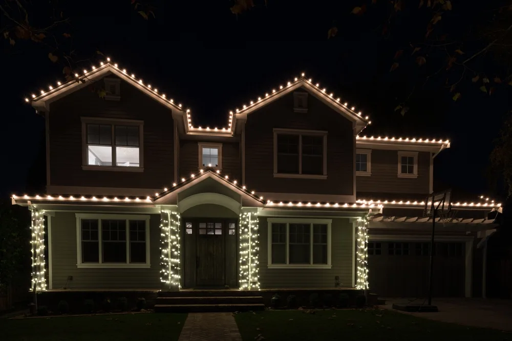 Holiday lighting display on a residential property